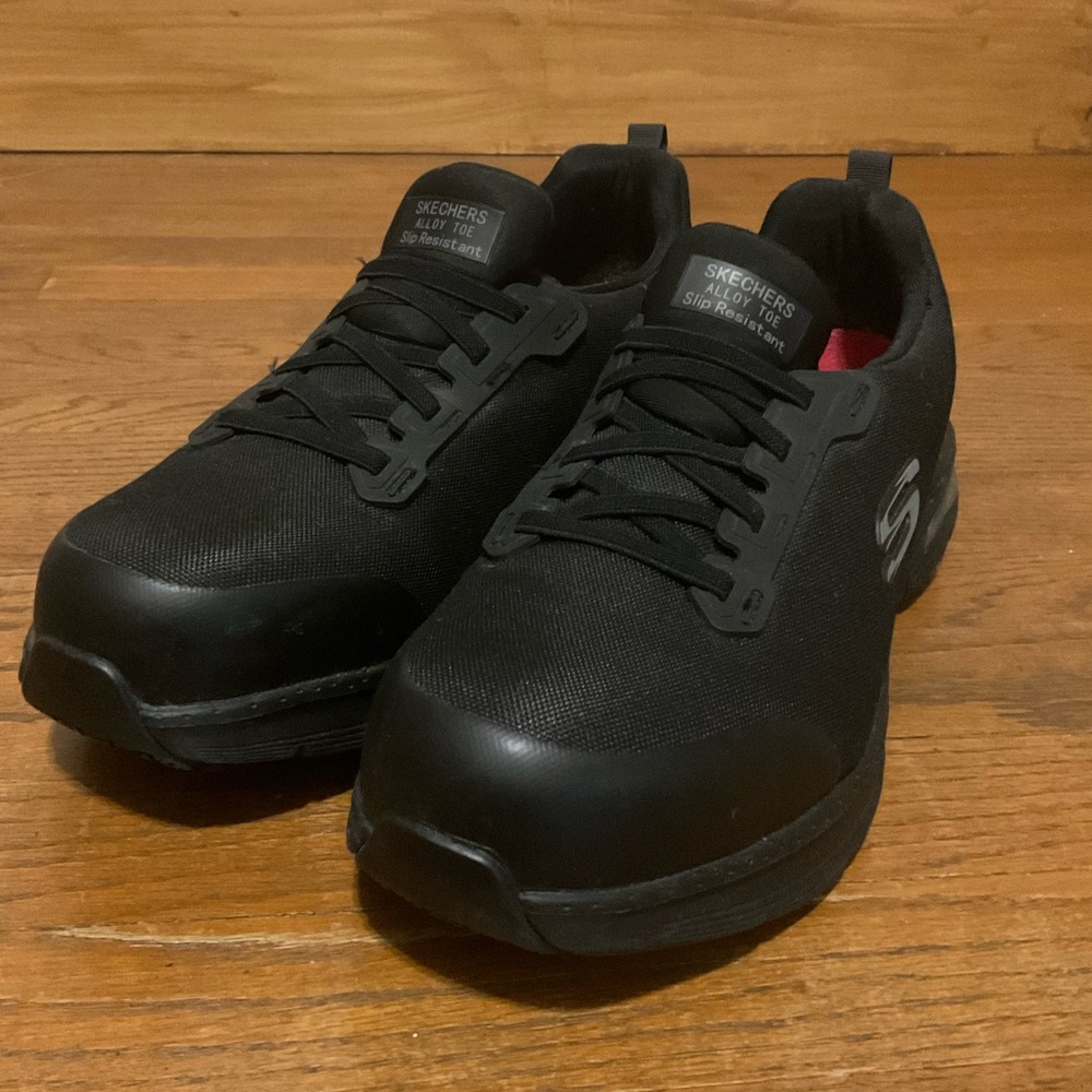 Skechers Alloy Toe Work Shoes Safety Charles Slip Resistant Black. Men’s 12.